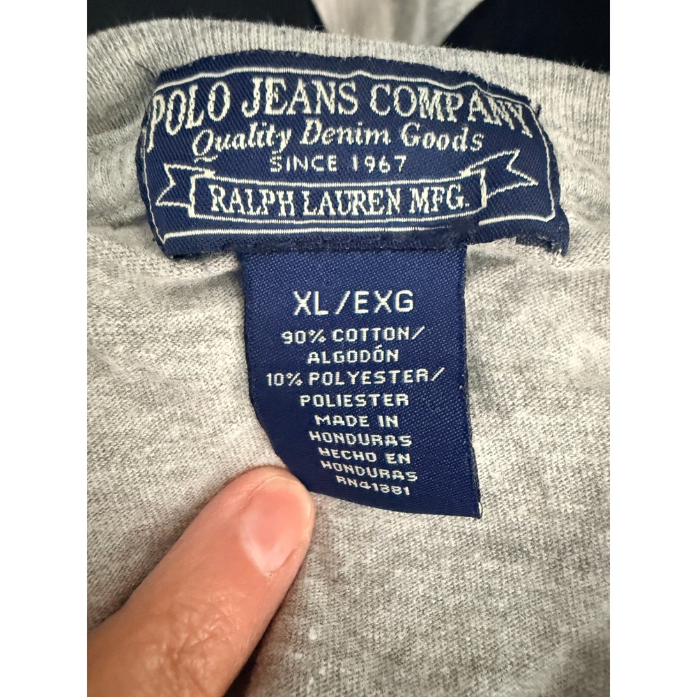 Polo Jeans Co Ralph Lauren Mens XL Gray Long Sleeve Graphic T-Shirt RL Original - Picture 5 of 5